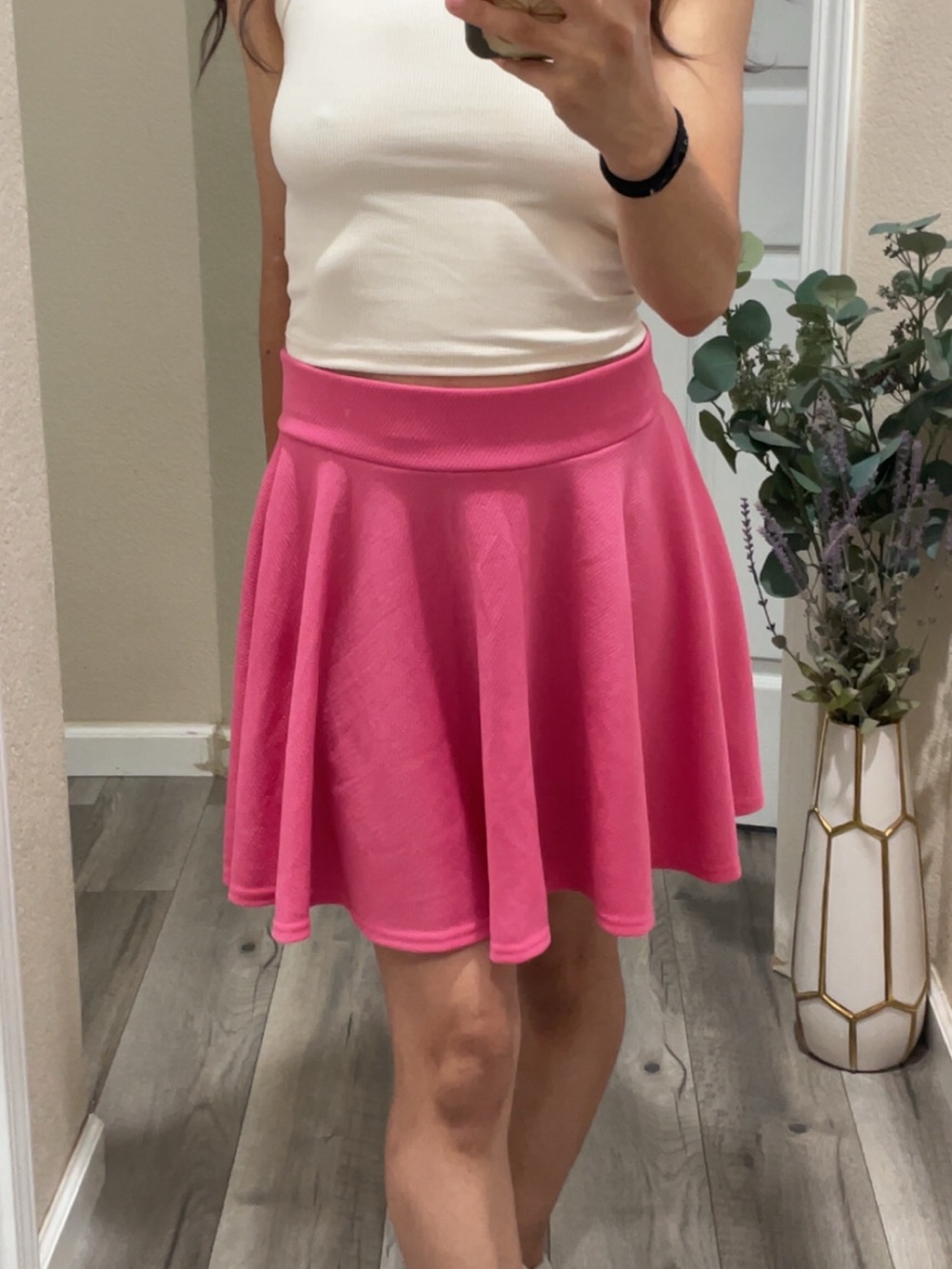 High-Waist Pink Circle Skater Skirt